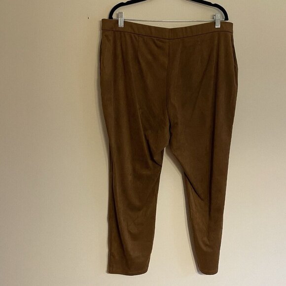 GRAVER Susan Graver Wmn 1XP Caramel Brown Faux Suede Pull-On Ankle Leggings NWOT - Picture 7 of 11